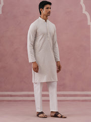 Viscose Rayon Traditional Embroidered Kurta Pyjama (65KP P 5330 Grey ) [FF] [1-1-9]