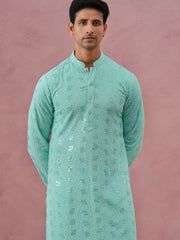 Sequin-Embellished Rayon Embroidered Kurta Pyjama (65KP P 5331 Green ) [FF] [O-6]