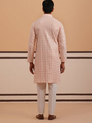Men’s Rayon Sequin Embroidered Kurta Pyjama ( 65KP P 5332 P 5332Peach ) [FF] [E-8-7]