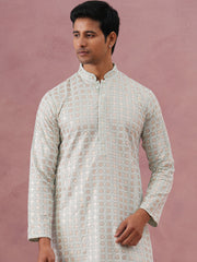 Men’s Rayon Sequin Embroidered Kurta Pyjama ( 65KP P 5332 P 5332Pista ) [FF] [E-8-7]