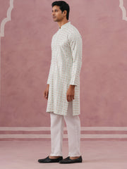 Men’s Rayon Sequin Embroidered Kurta Pyjama ( 65KP P 5332 P 5332Pista ) [FF] [E-8-7]