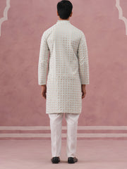 Men’s Rayon Sequin Embroidered Kurta Pyjama ( 65KP P 5332 P 5332Pista ) [FF] [E-8-7]
