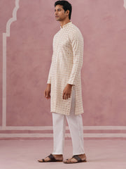 Men’s Rayon Sequin Embroidered Kurta Pyjama (65KP P 5332 Yellow ) [FF] [E-8-7]