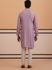 Rayon Embroidered Kurta Pyjama for Men (65KP P 5333 Purple ) [FF] [Q-18]