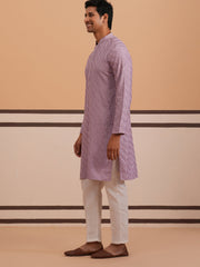 Rayon Embroidered Kurta Pyjama for Men (65KP P 5333 Purple ) [FF] [Q-18]