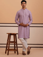 Rayon Embroidered Kurta Pyjama for Men (65KP P 5333 Purple ) [FF] [Q-18]