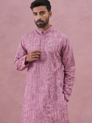 Men’s Ethnic Embroidered Kurta Pyjama ( 65KP P 5339 P 5339Lavender ) [FF] [P-12]
