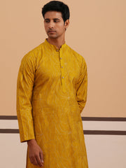 Silk Blend Embroidered & Sequinned Kurta Pyjama Set ( 65KP P 5340 P 5340Mustard ) [FF] [P-15]