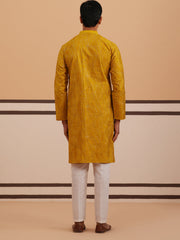 Silk Blend Embroidered & Sequinned Kurta Pyjama Set ( 65KP P 5340 P 5340Mustard ) [FF] [P-15]