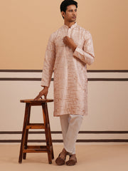 Premium Silk Blend Embroidered Kurta Pyjama ( 65KP P 5351 P 5351Peach ) [FF] [B-1-2]