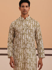 Olive Ethnic Printed Kurta for Men ( 65KP P 5352 P 5352Olive ) [FF] [F-2-3]