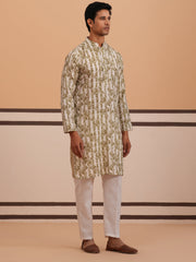 Olive Ethnic Printed Kurta for Men ( 65KP P 5352 P 5352Olive ) [FF] [F-2-3]