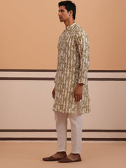 Olive Ethnic Printed Kurta for Men ( 65KP P 5352 P 5352Olive ) [FF] [F-2-3]