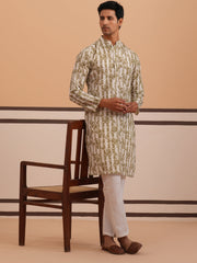 Olive Ethnic Printed Kurta for Men ( 65KP P 5352 P 5352Olive ) [FF] [F-2-3]