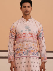Men’s Cotton Blend Festive Printed Kurta Set ( 65KP P 5353 P 5353Peach ) [FF] [A-1-4]