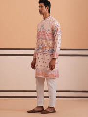 Men’s Cotton Blend Festive Printed Kurta Set ( 65KP P 5353 P 5353Peach ) [FF] [A-1-4]