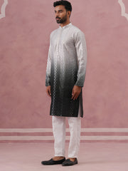 Ombre Silk Blend Kurta Pyjama Set with Sequin Work (65KP P 5357 Grey ) [FF] [Q-12-13]