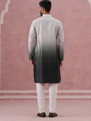 Ombre Silk Blend Kurta Pyjama Set with Sequin Work (65KP P 5357 Grey ) [FF] [Q-12-13]