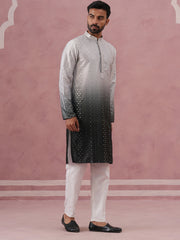 Ombre Silk Blend Kurta Pyjama Set with Sequin Work (65KP P 5357 Grey ) [FF] [Q-12-13]