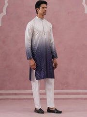 Ombre Silk Blend Kurta Pyjama Set with Sequin Work (65KP P 5357 Purple ) [FF] [Q-12-13]