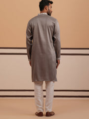 Festive Silk Blend Kurta Pyjama with Sequins Work (65KP P 5363 Grey ) [FF] [A-1-4]