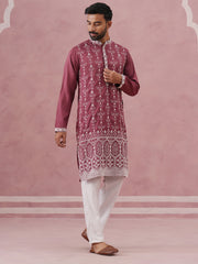 Festive Silk Blend Kurta Pyjama with Sequins Work ( 65KP P 5363 P 5363Maroon ) [FF] [A-1-4]