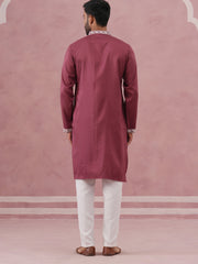 Festive Silk Blend Kurta Pyjama with Sequins Work ( 65KP P 5363 P 5363Maroon ) [FF] [A-1-4]