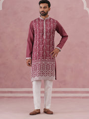 Festive Silk Blend Kurta Pyjama with Sequins Work ( 65KP P 5363 P 5363Maroon ) [FF] [A-1-4]