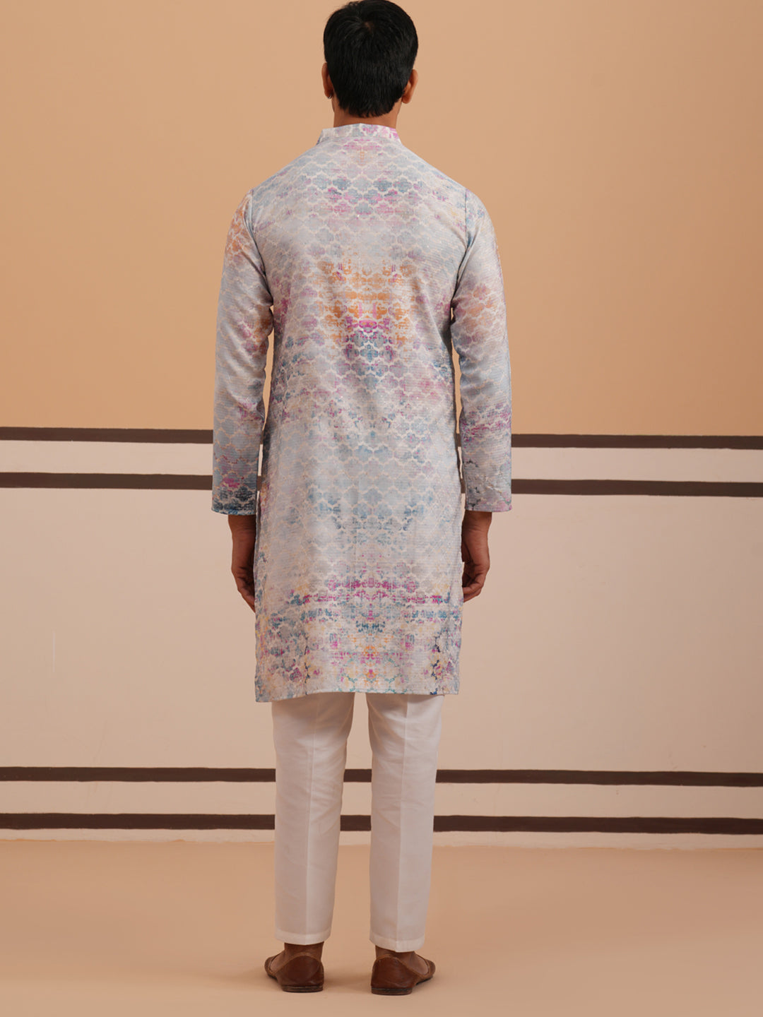 DesiQlo Men Embroidered Kurta Pyjama Set - Blue - 65KP_P_5364Blue_S