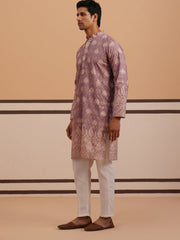 Embroidered Cotton-Blend Kurta Pyjama with Paisley Design ( 65KP P 5365 P 5365Magenta ) [FF] [Q-12-15]