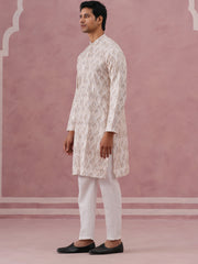 Peach Geometric Print & Sequin Kurta Set ( 65KP P 5379 P 5379Peach ) [FF] [A-1-4]