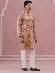 Floral Foil Printed Silk Blend Kurta Set ( 65KP P 5382 P 5382Golden ) [FF] [A-1-4]
