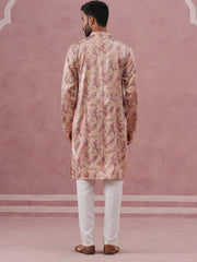 Paisley Foil Printed Silk Blend Kurta Set ( 65KP P 5383 P 5383Cream ) [FF] [A-1-4]