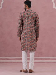 Abstract Printed Cotton Blend Kurta Pyjama (65KP P 5384 Grey ) [FF] [A-1-4]