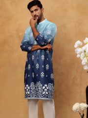 Printed Cotton Blend Kurta Pyjama Set (65KP 5405 Blue ) [FF] [P-8-7]