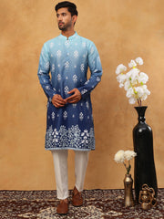 Printed Cotton Blend Kurta Pyjama Set (65KP 5405 Blue ) [FF] [P-8-7]