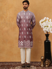 Printed Cotton Blend Kurta Pyjama Set (65KP 5405 Brown ) [FF] [P-8-7]