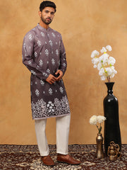 Printed Cotton Blend Kurta Pyjama Set (65KP 5405 Charcoal ) [FF] [P-8-7]