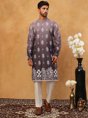 Printed Cotton Blend Kurta Pyjama Set (65KP 5405 Charcoal ) [FF] [P-8-7]