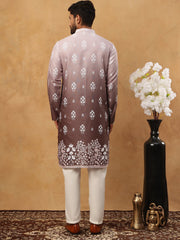 Printed Cotton Blend Kurta Pyjama Set (65KP 5405 Grey ) [FF] [P-8-7]