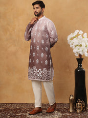 Printed Cotton Blend Kurta Pyjama Set (65KP 5405 Grey ) [FF] [P-8-7]