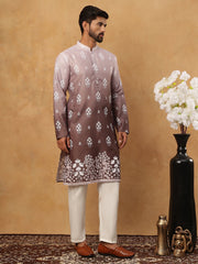 Printed Cotton Blend Kurta Pyjama Set (65KP 5405 Grey ) [FF] [P-8-7]