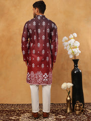 Printed Cotton Blend Kurta Pyjama Set (65KP 5405 Maroon ) [FF] [P-8-7]