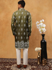 Printed Cotton Blend Kurta Pyjama Set (65KP 5405 Olive ) [FF] [P-8-7]