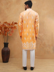 Printed Cotton Blend Kurta Pyjama Set (65KP 5405 Orange ) [FF] [P-8-7]