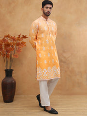 Printed Cotton Blend Kurta Pyjama Set (65KP 5405 Orange ) [FF] [P-8-7]