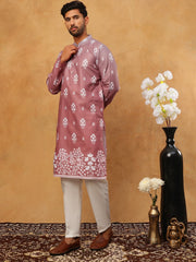 Printed Cotton Blend Kurta Pyjama Set (65KP 5405 Pink ) [FF] [P-8-7]