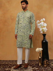 Printed & Embroidered Kurta Pyjama Set (65KP 5406 Green ) [FF] [G-8]