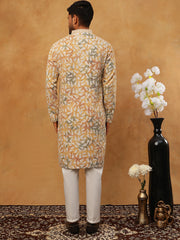 Printed & Embroidered Kurta Pyjama Set (65KP 5406 Mustard ) [FF] [G-8]