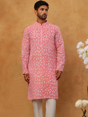 Printed & Embroidered Kurta Pyjama Set (65KP 5406 Pink ) [FF] [G-8]